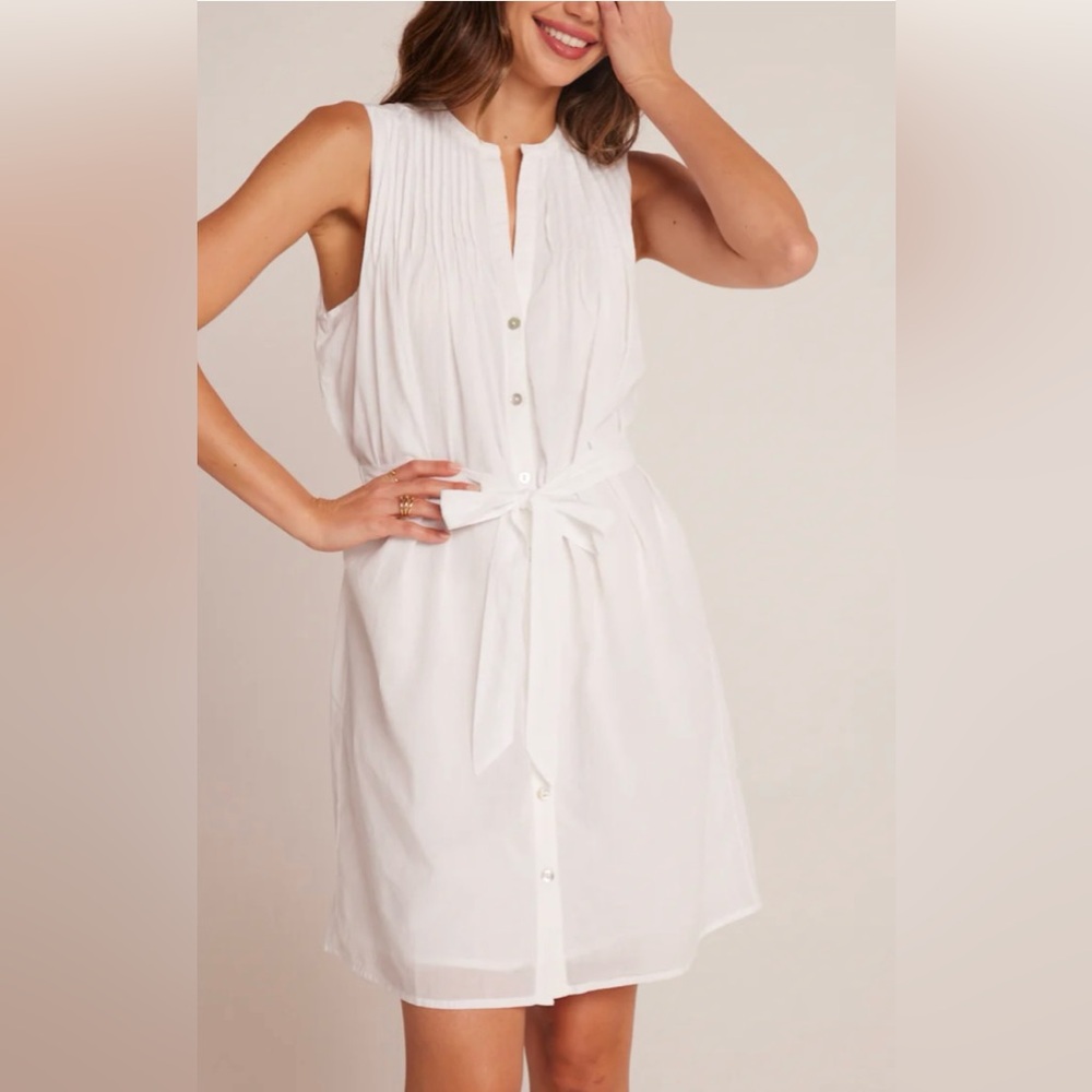 NWT | Bella Dahl | Sleeveless Pintuck Shirt Dress | White | S